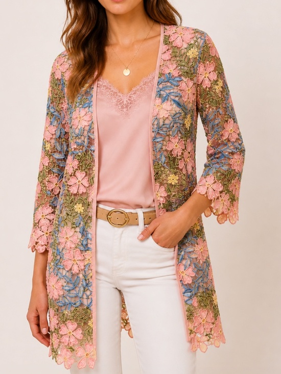 Boston Proper Jackets & Blazers - Boston Proper Floral lace jacket